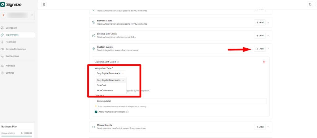 Let’s set up integrations in Sigmize. image