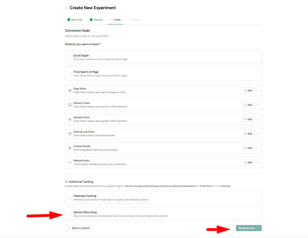 Setting up Session Recording with Sigmize image